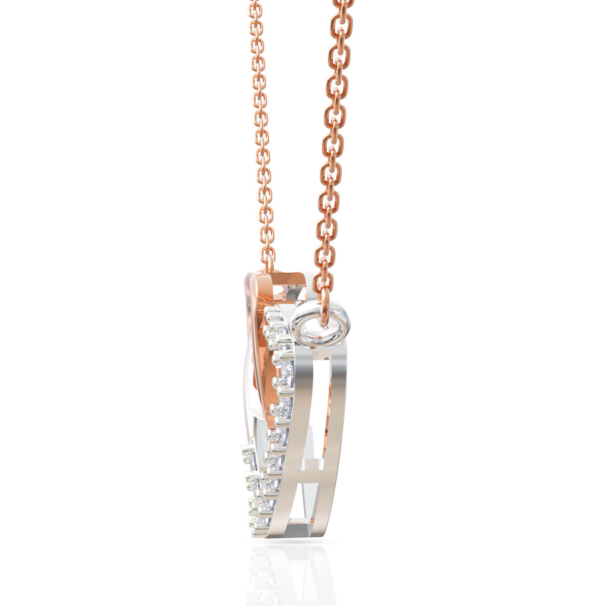Modern Trigonal Shine Diamond Pendant Set