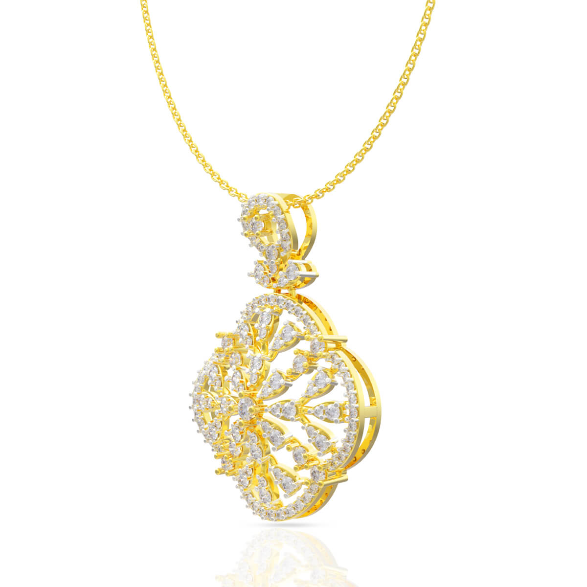Snowflake Shimmer Gold Pendant for Women