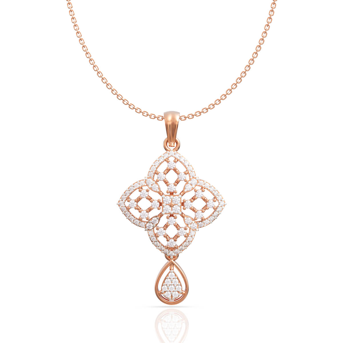 Rose Gold Clover Dazzle Diamond Pendant Set
