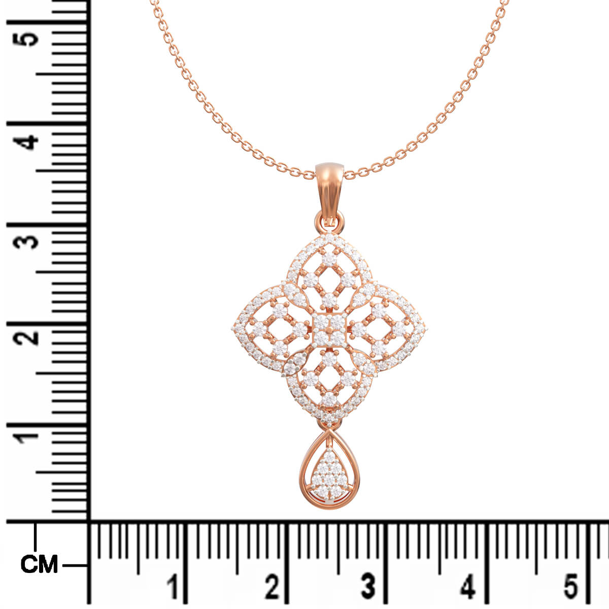 Rose Gold Clover Dazzle Diamond Pendant Set