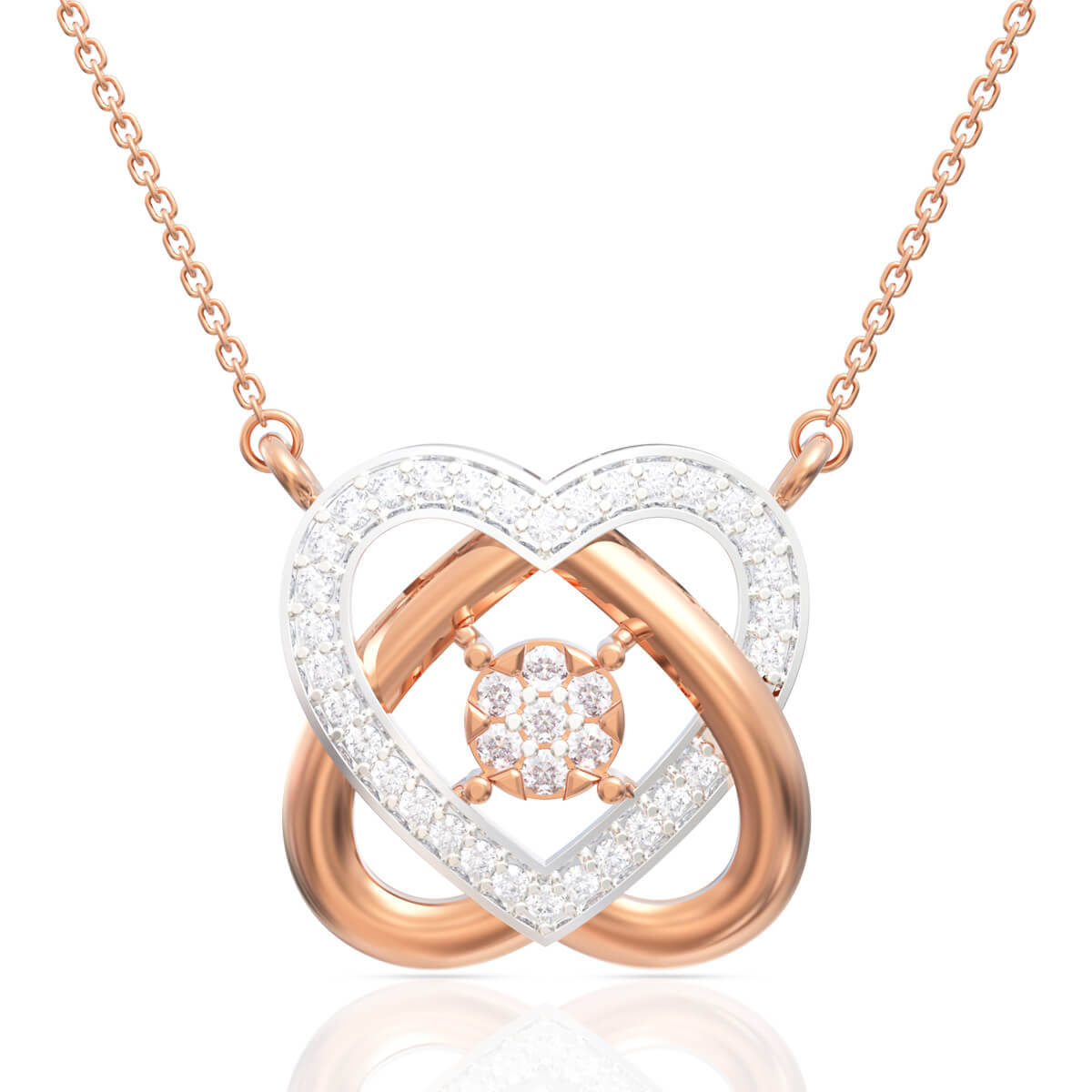 Enigmatic Heart Dazzle Diamond Pendant Set