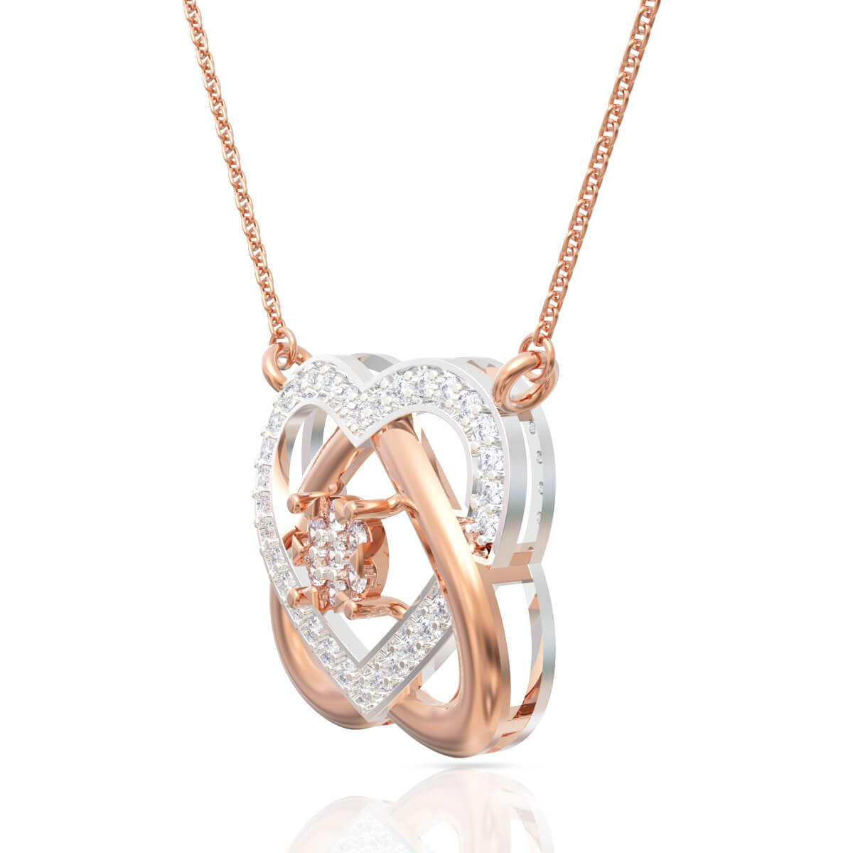 Enigmatic Heart Dazzle Diamond Pendant Set
