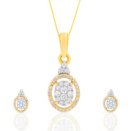 Dazzling Oval Diamond Pendant Set