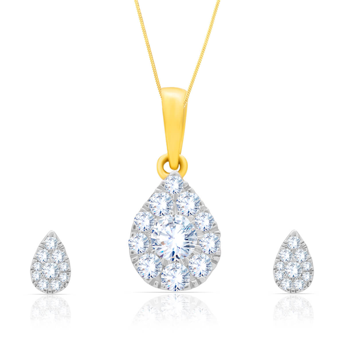 Sparkling Dew Drop Diamond Pendant Set