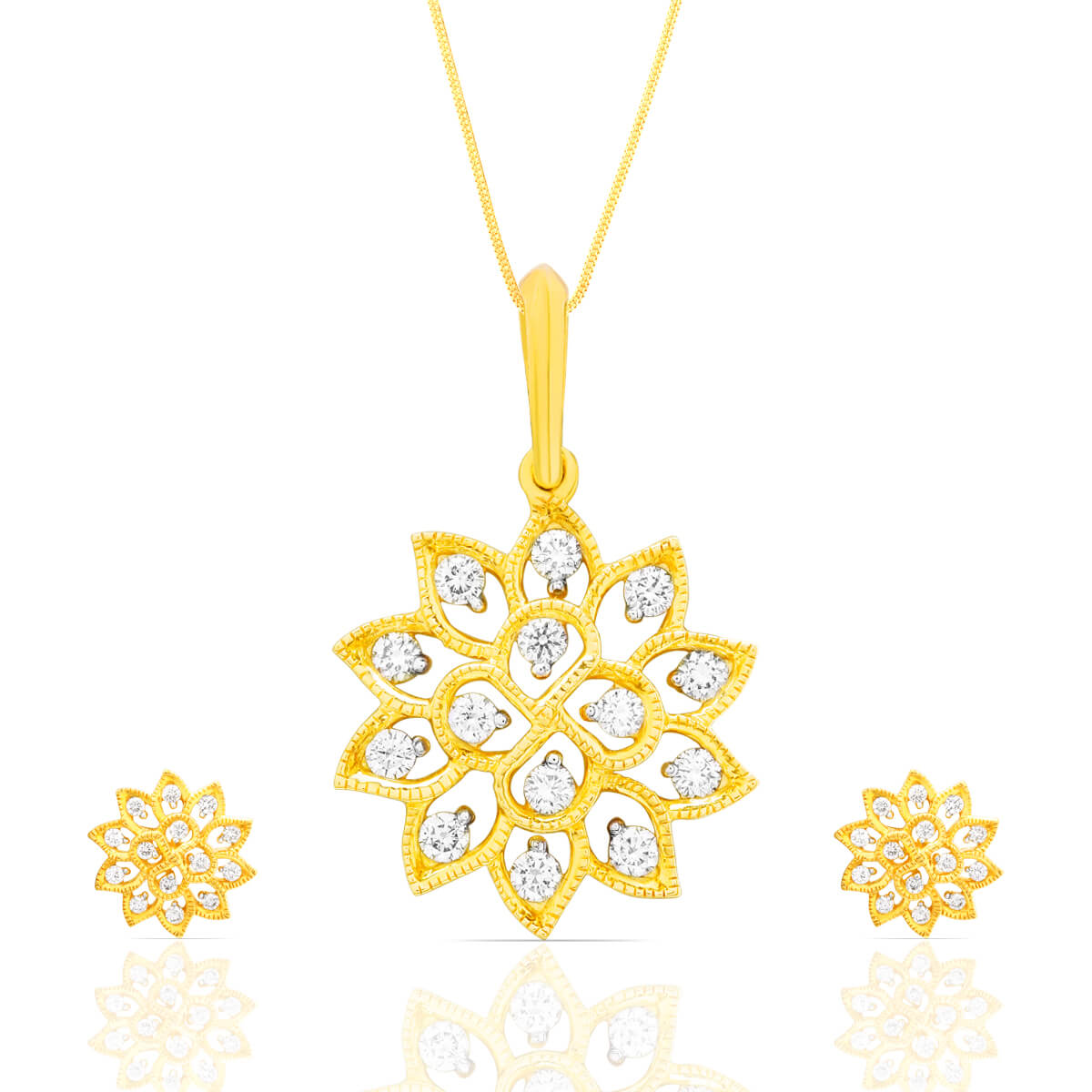 Sunbeam Floral Radiance Diamond Pendant Set