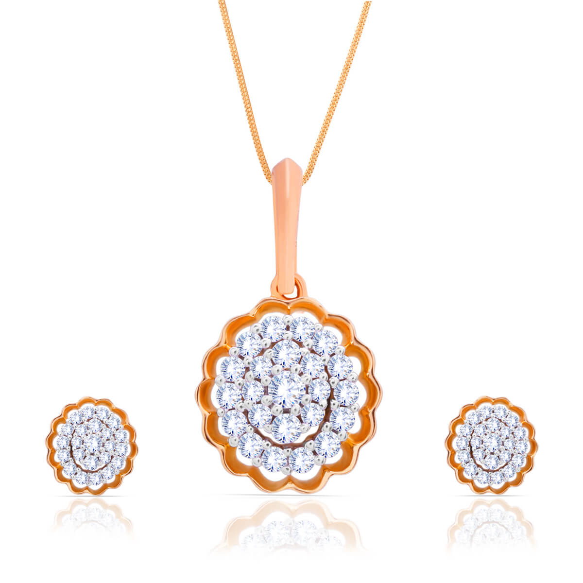 Classical Flora Dazzle Diamond Pendant Set