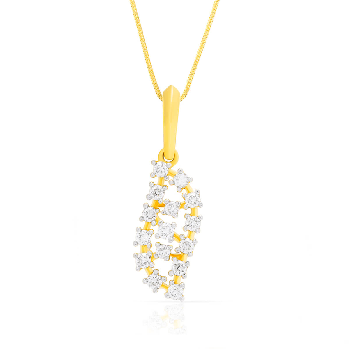 Shimmering Foliage Diamond Pendant Set