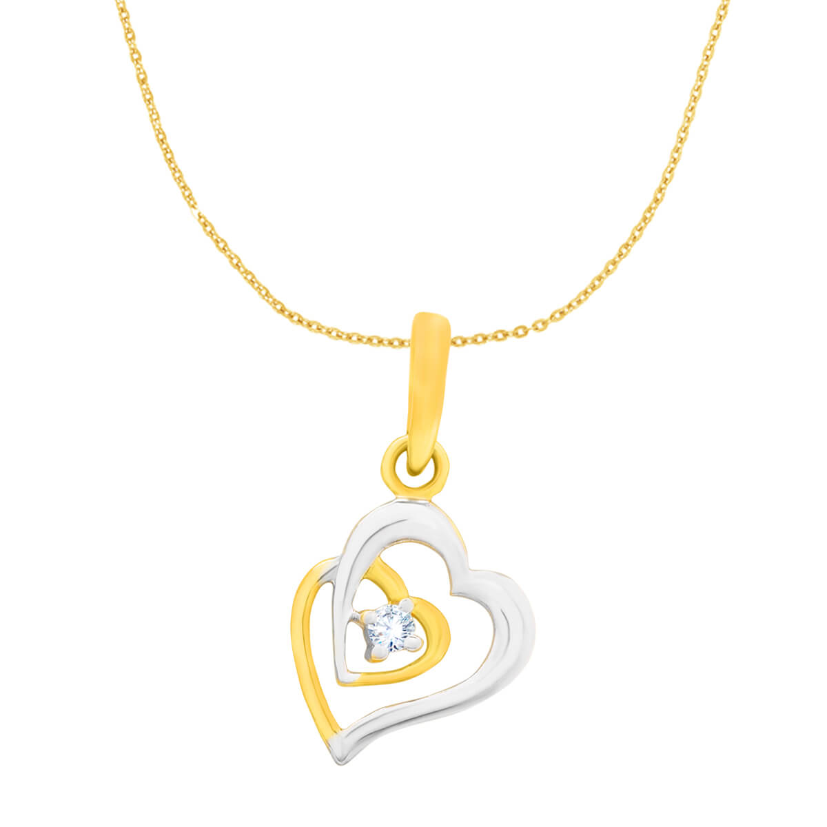 Heart In Heart Glow Diamond Pendant with Chain