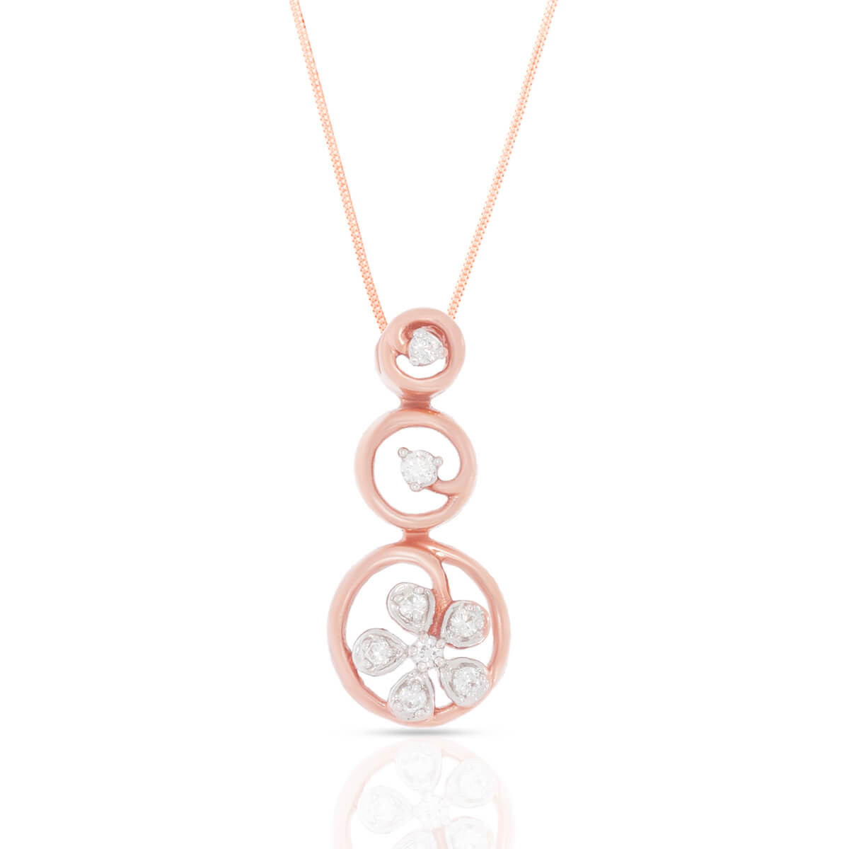 Aesthetic Floral Diamond Rose Gold Pendant