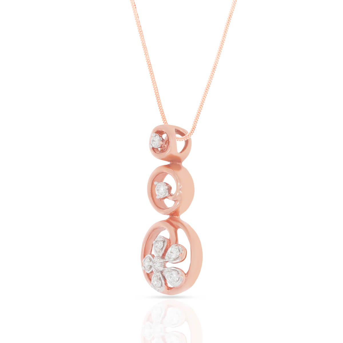 Aesthetic Floral Diamond Rose Gold Pendant