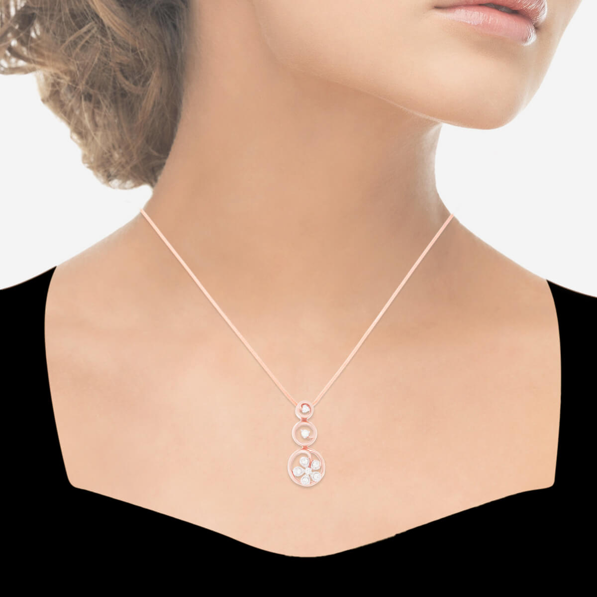 Aesthetic Floral Diamond Rose Gold Pendant