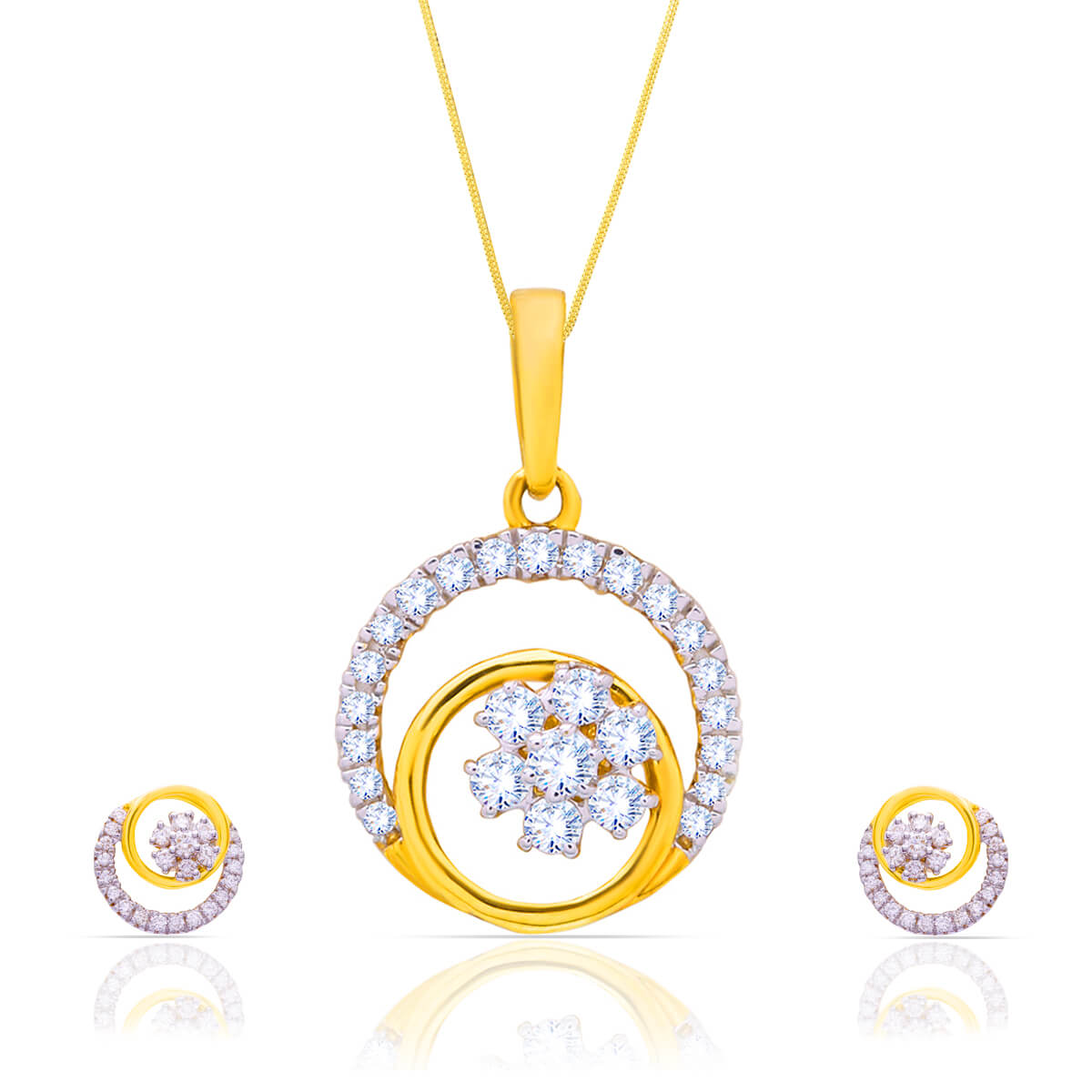 Dazzling Flora in Orbs Diamond Pendant Set
