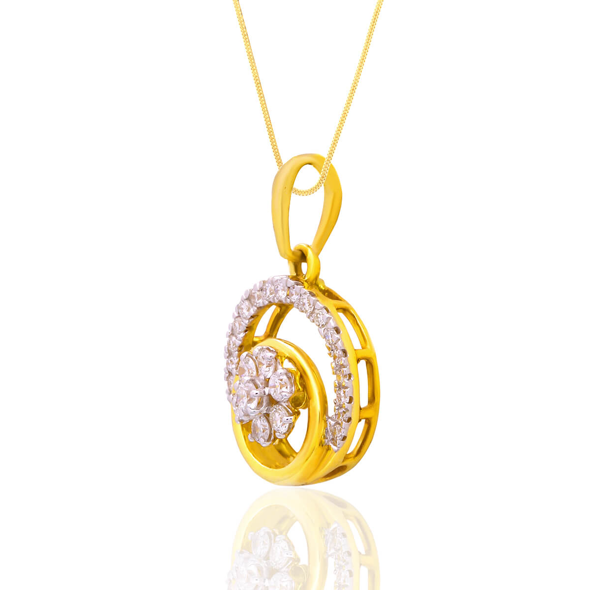 Dazzling Flora in Orbs Diamond Pendant Set