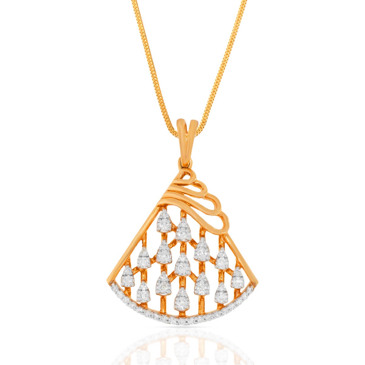 Gentle Trigonal Shimmer Diamond Pendant Set