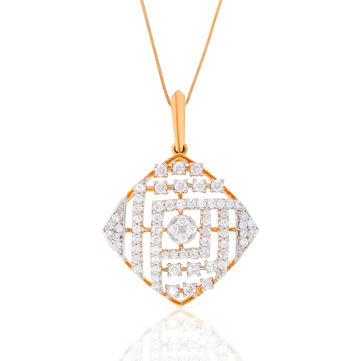 Enigmatic Dazzle Diamond Rose Gold Pendant