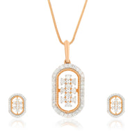 Contemporary Oblong Dazzle Diamond Pendant Set