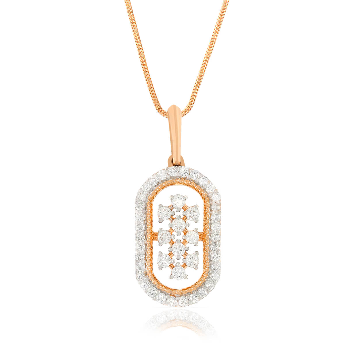 Contemporary Oblong Dazzle Diamond Pendant Set