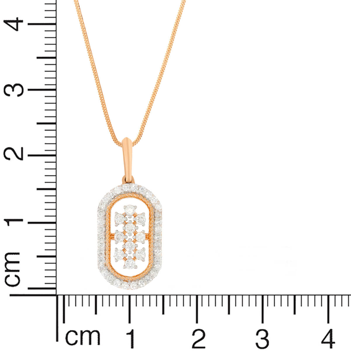 Contemporary Oblong Dazzle Diamond Pendant Set