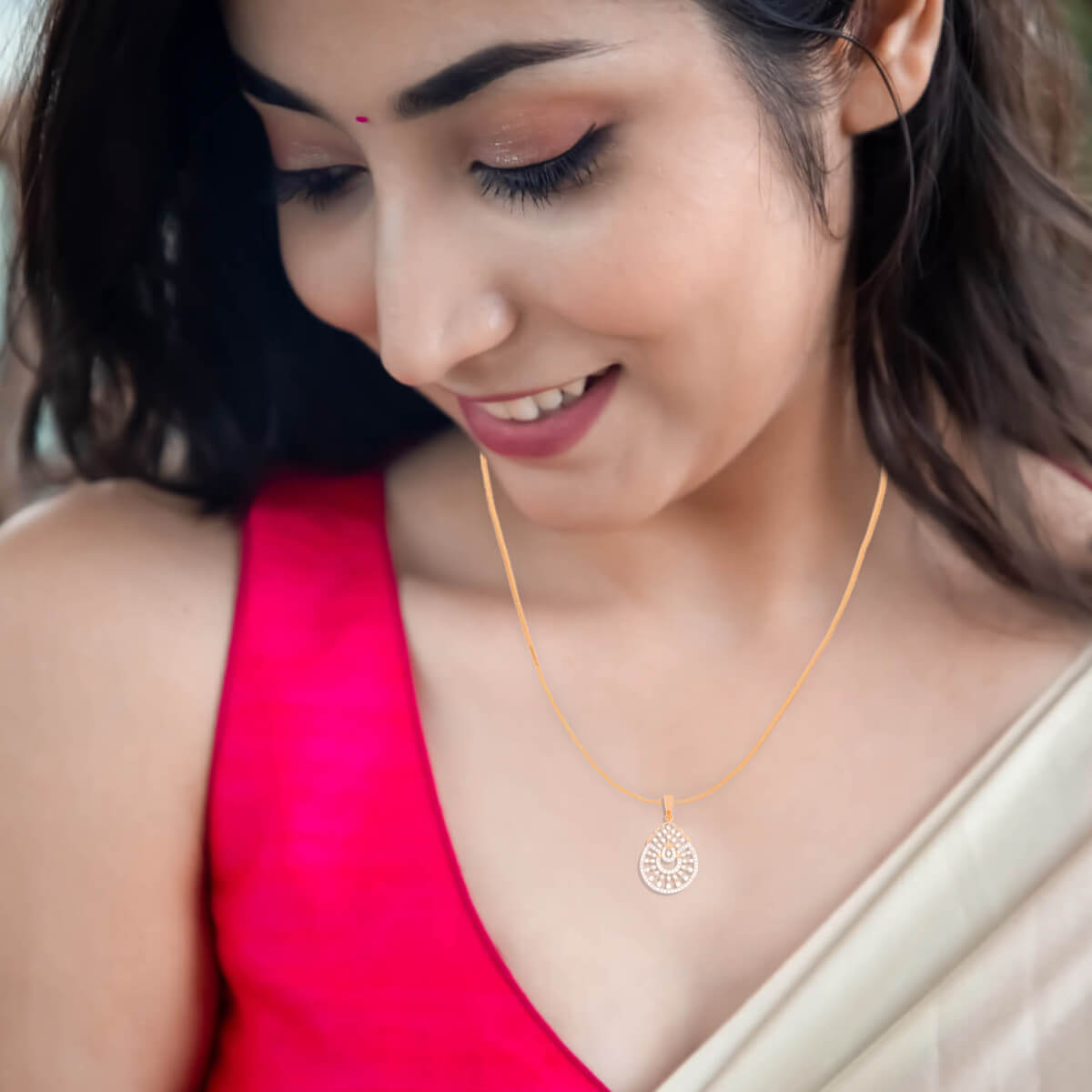 Charming Radiance Diamond Rose Gold Pendant