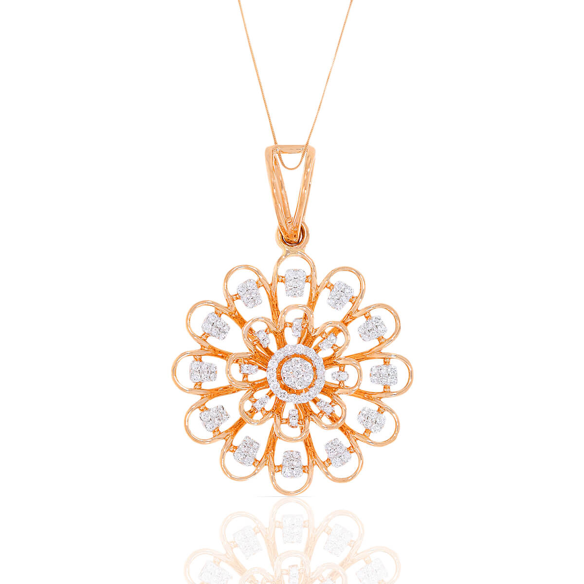Sperical Floral Radiance Diamond Rose Gold Pendant