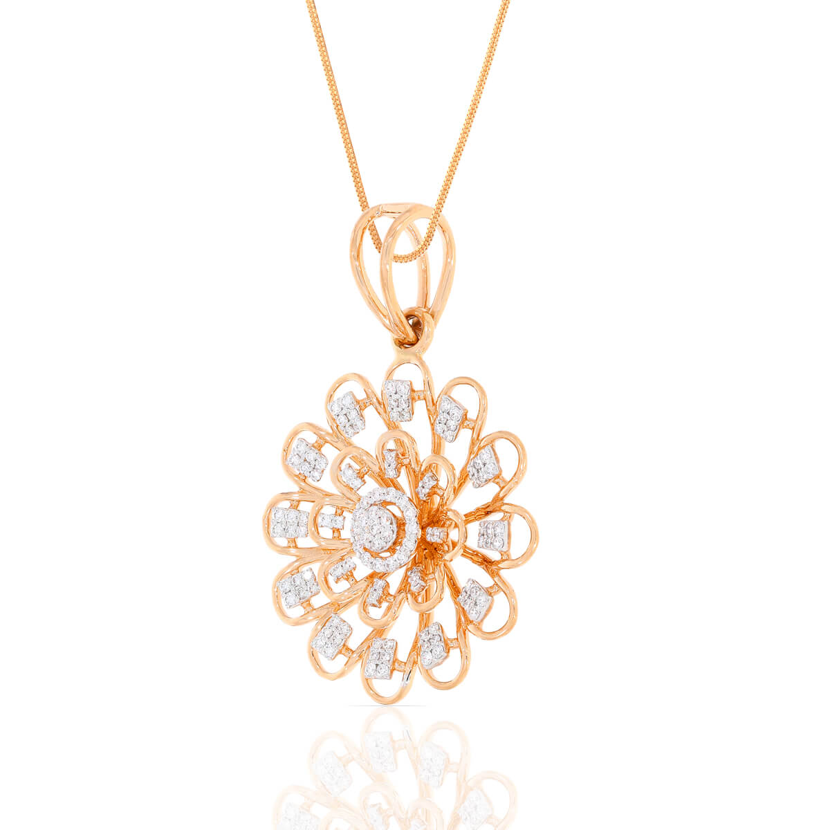 Sperical Floral Radiance Diamond Rose Gold Pendant