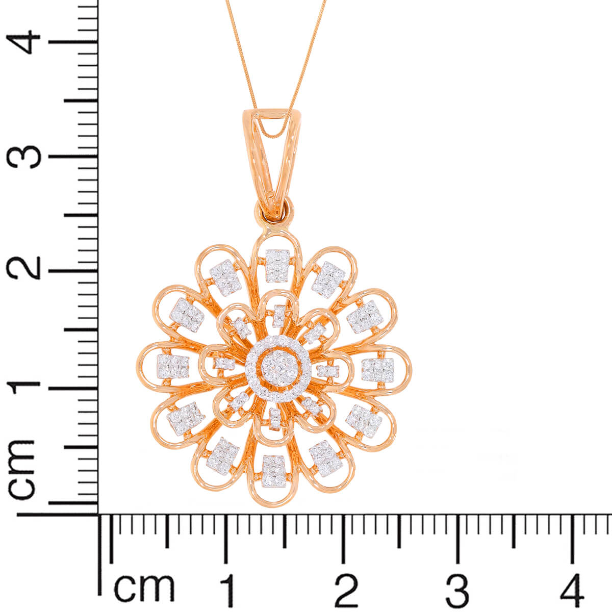 Sperical Floral Radiance Diamond Rose Gold Pendant