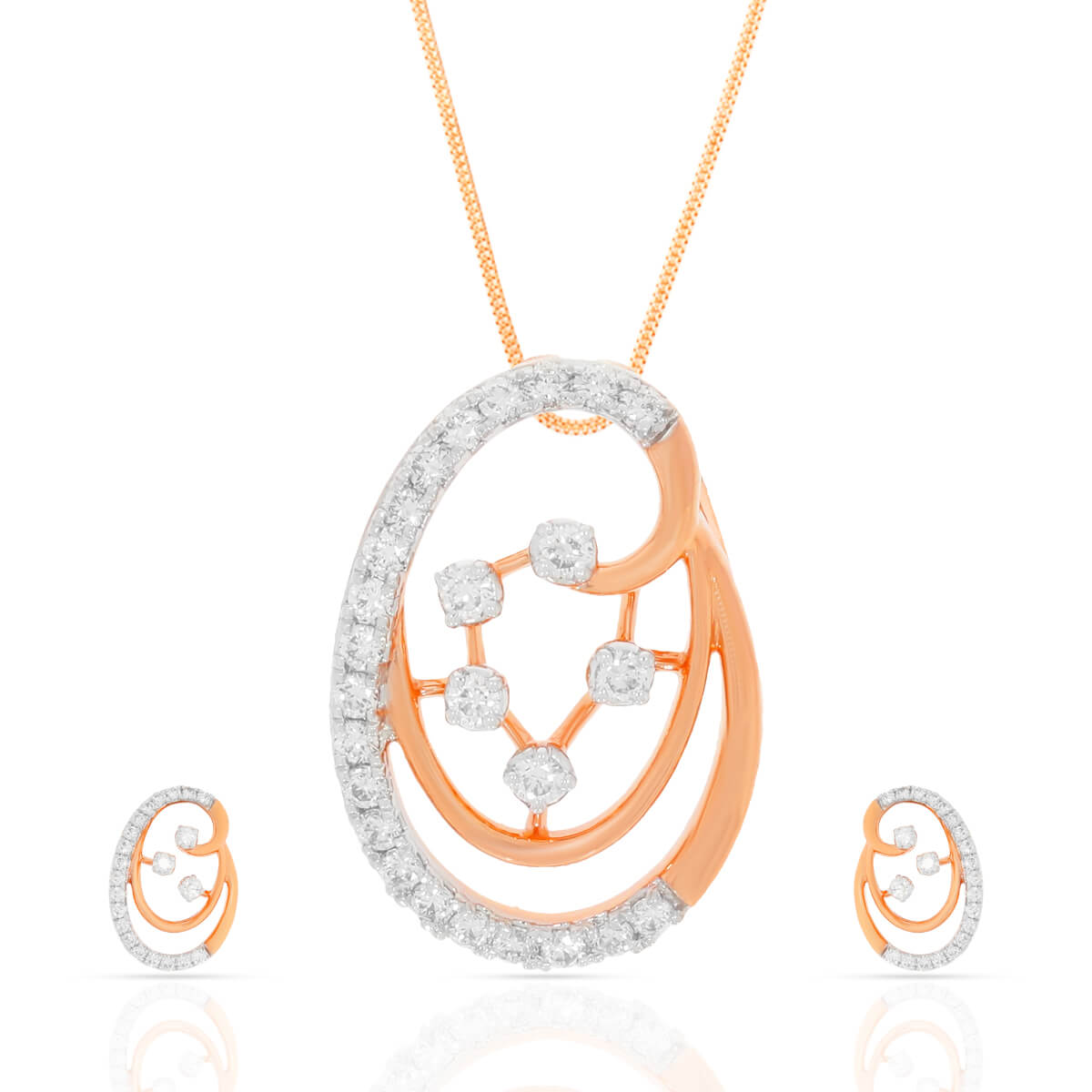 Stunning Swirl Diamond Pendant Set