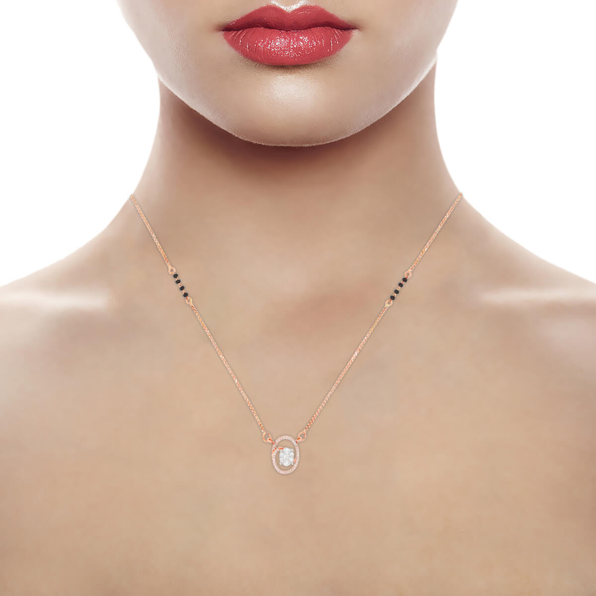 Oval Elegance Diamond Short Mangalsutra 18K