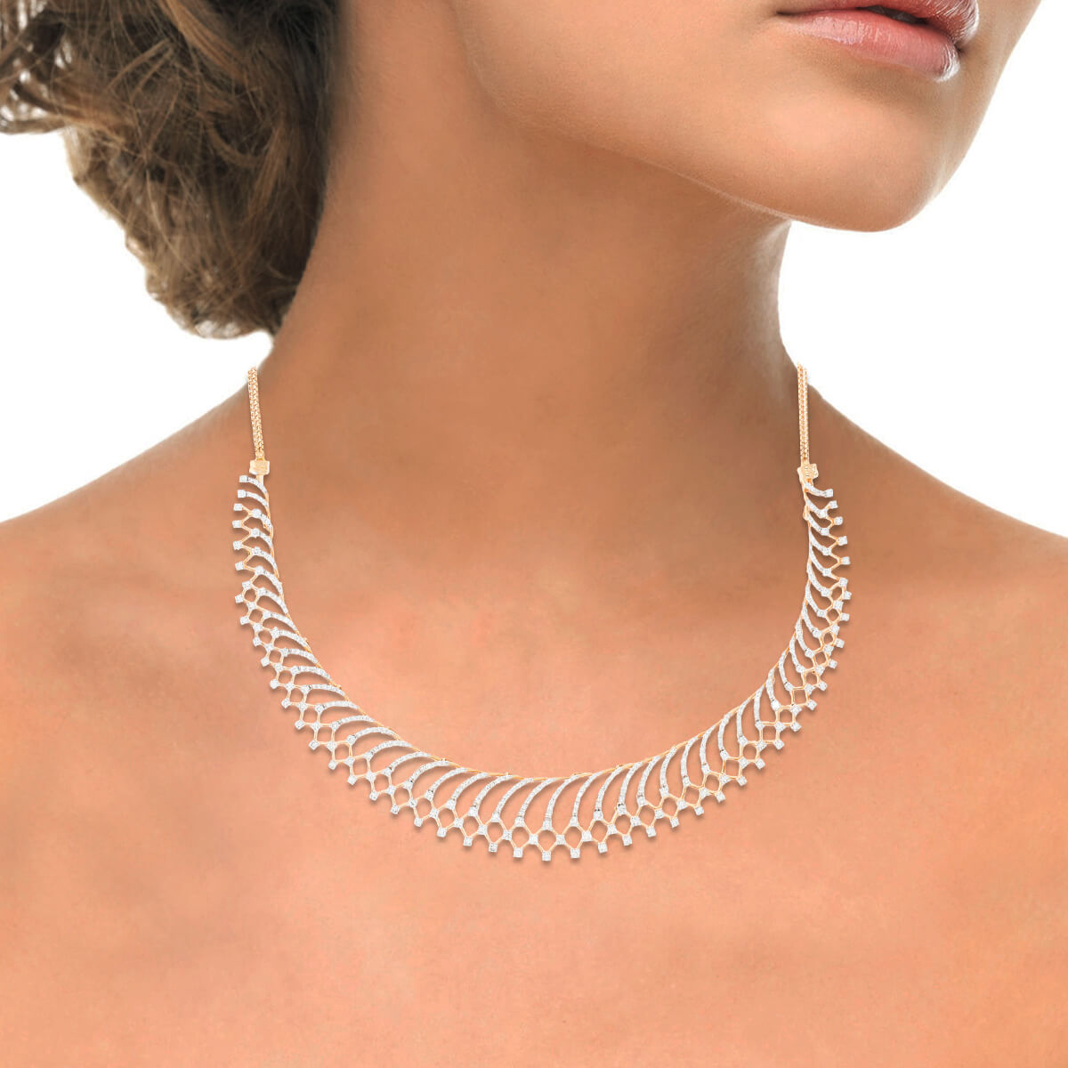 Shiny Cheerful Swirls Diamond Short Necklace