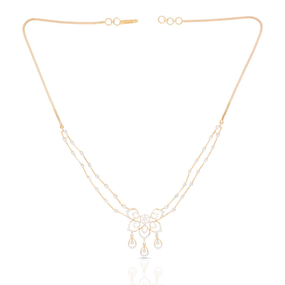 Classy Petal Shine Diamond Short Necklace