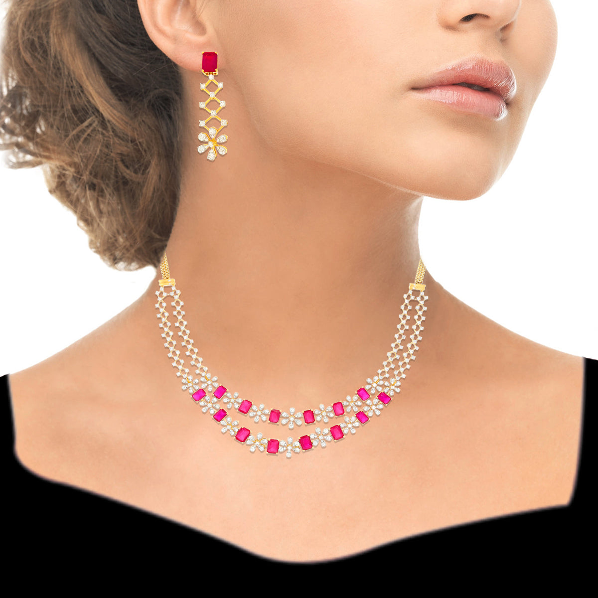 Crimson Radiance Diamond Necklace