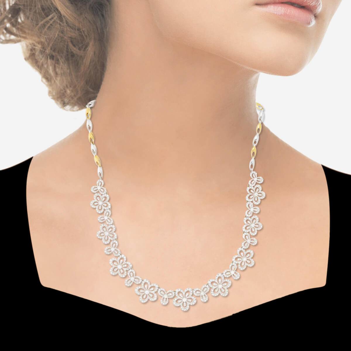 Shimmering Blossoms Diamond Short Necklace
