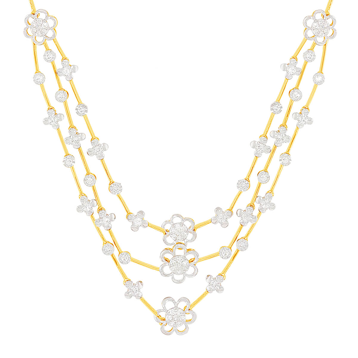 Petite Floral Shine Diamond Short Necklace