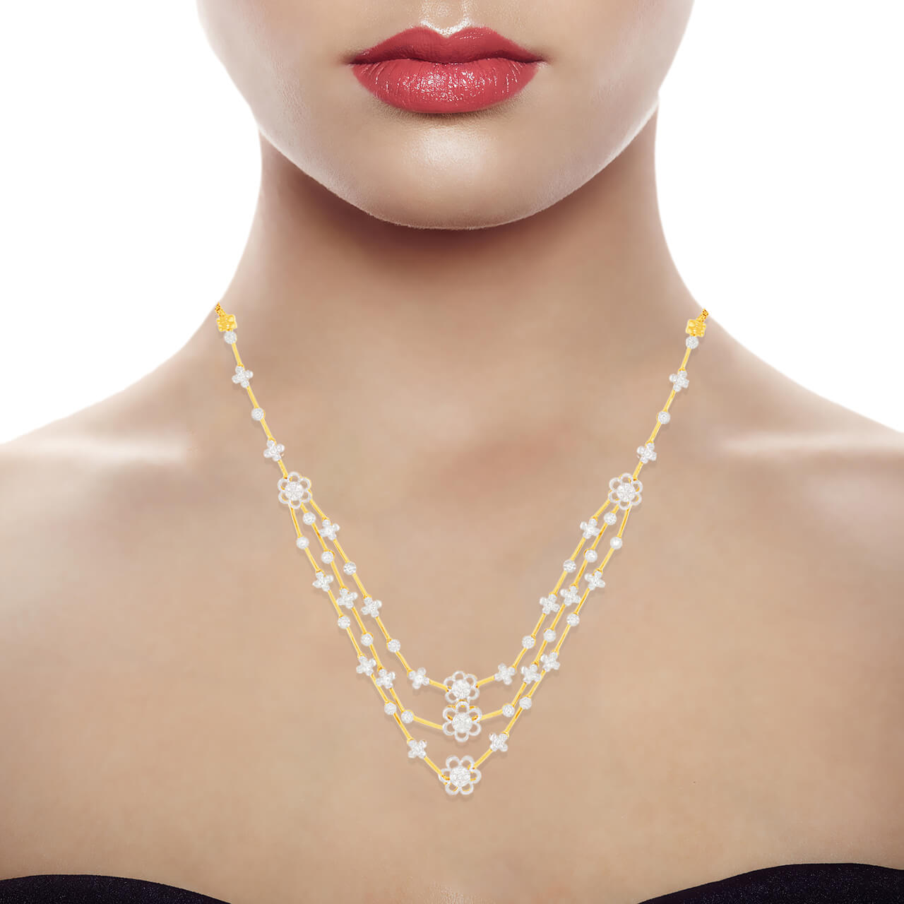Petite Floral Shine Diamond Short Necklace
