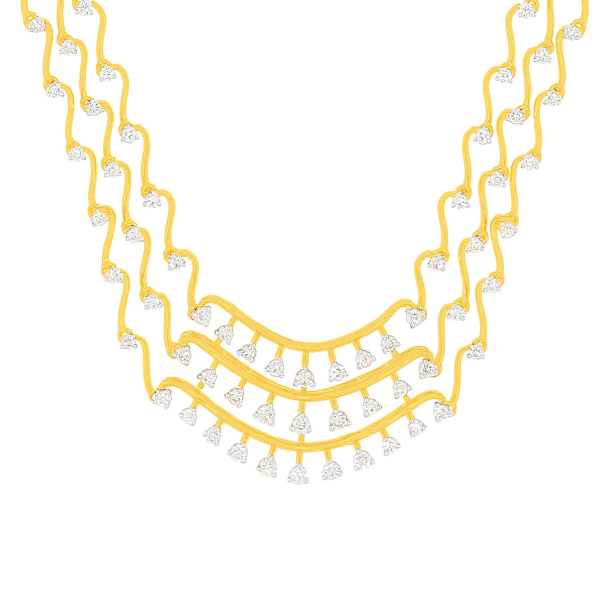 Gleaming Wave Diamond Short Necklace