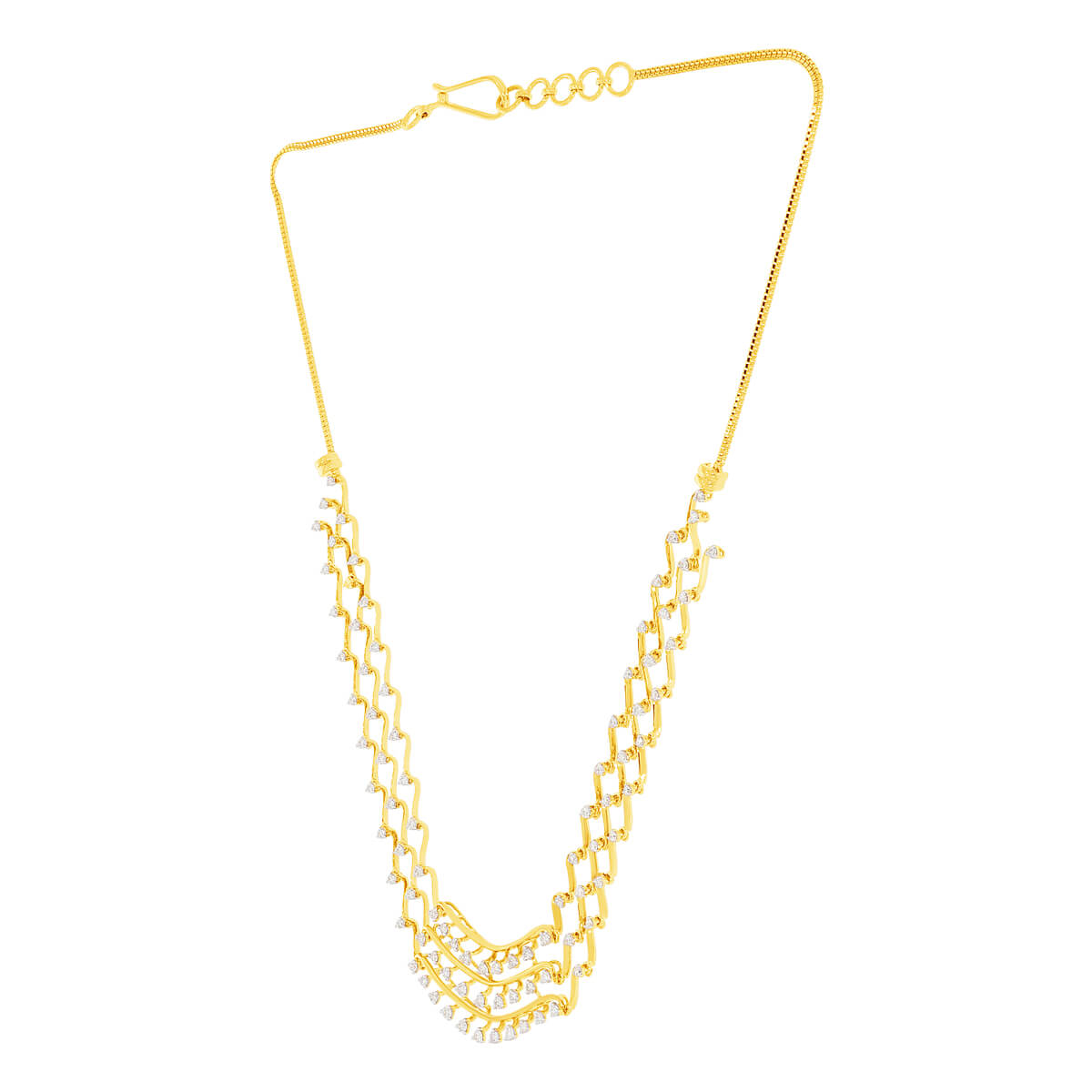 Gleaming Wave Diamond Short Necklace