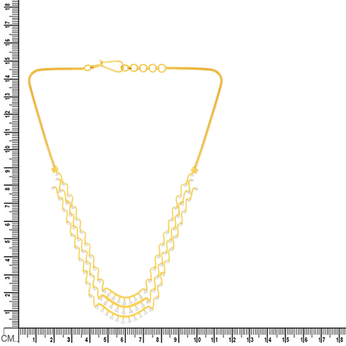 Gleaming Wave Diamond Short Necklace