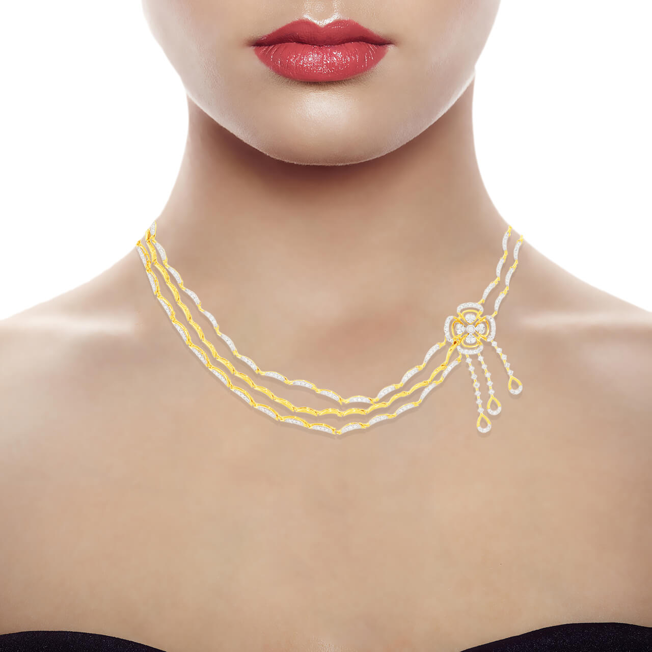 Petite Clover Shine Diamond Short Necklace