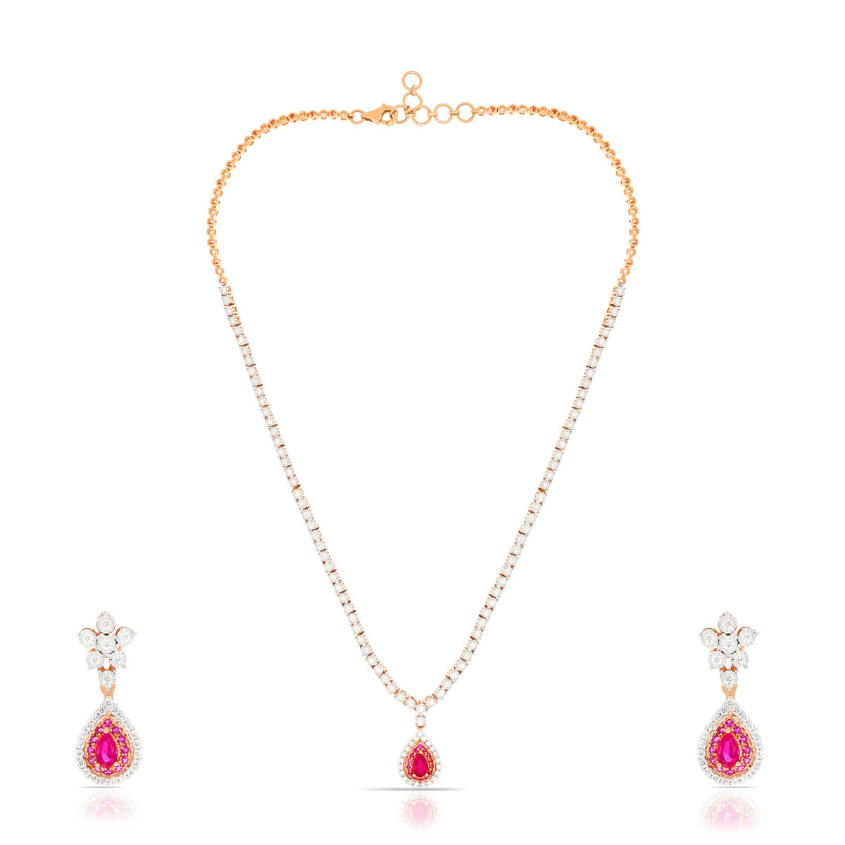 Crimson Shine Diamond Short Necklace
