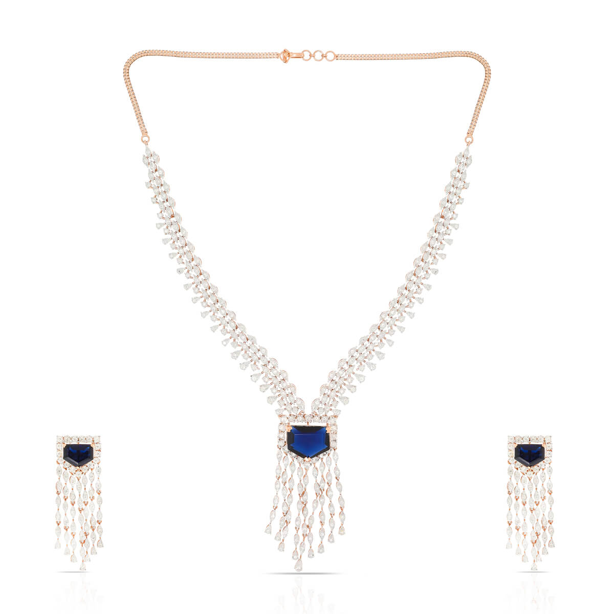 Shimmering Azure Diamond Necklace