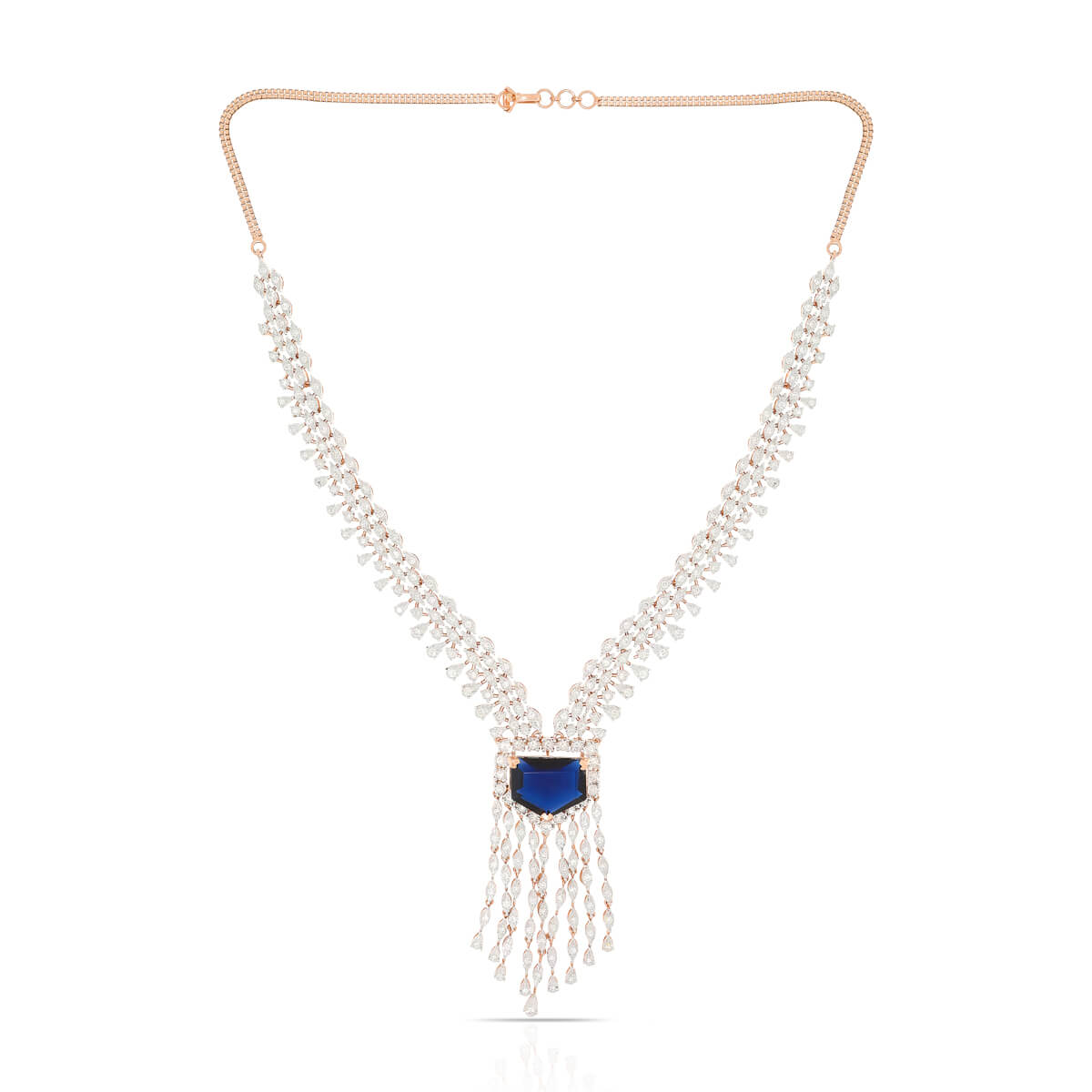 Shimmering Azure Diamond Necklace