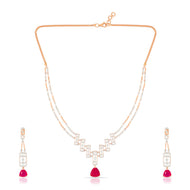 Classic Crimson Glow Diamond Short Necklace