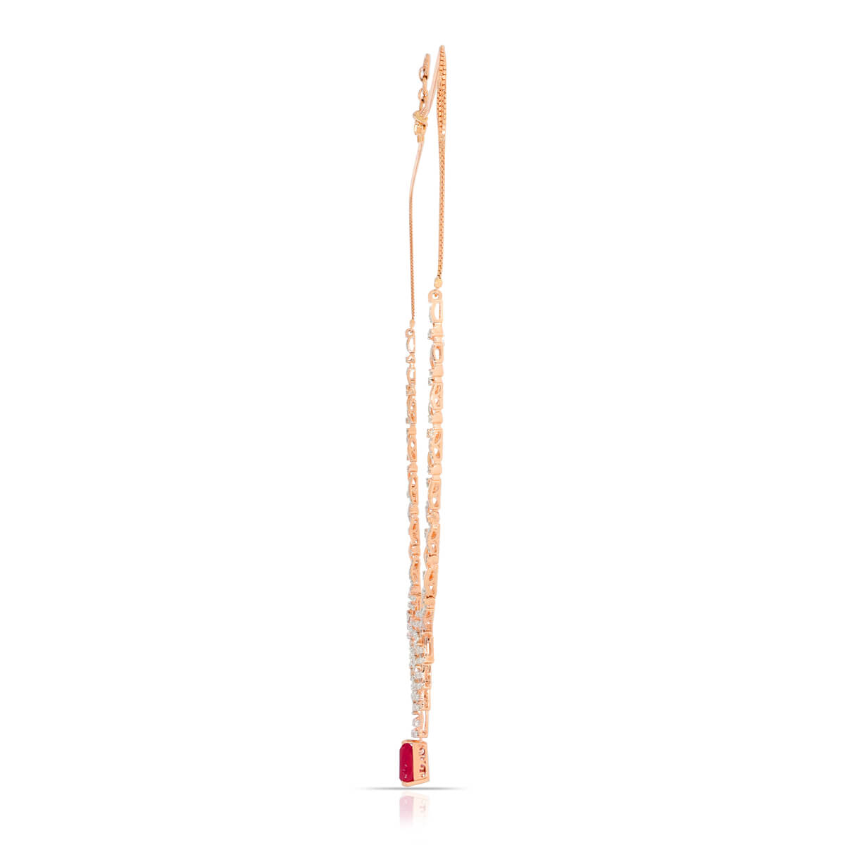 Classic Crimson Glow Diamond Short Necklace