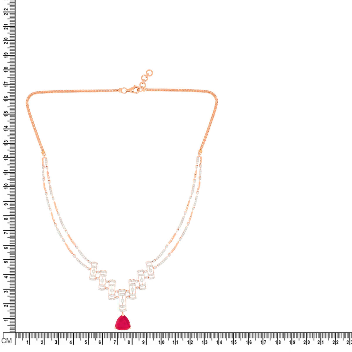 Classic Crimson Glow Diamond Short Necklace