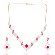 Crimson Elegance Diamond Short Necklace