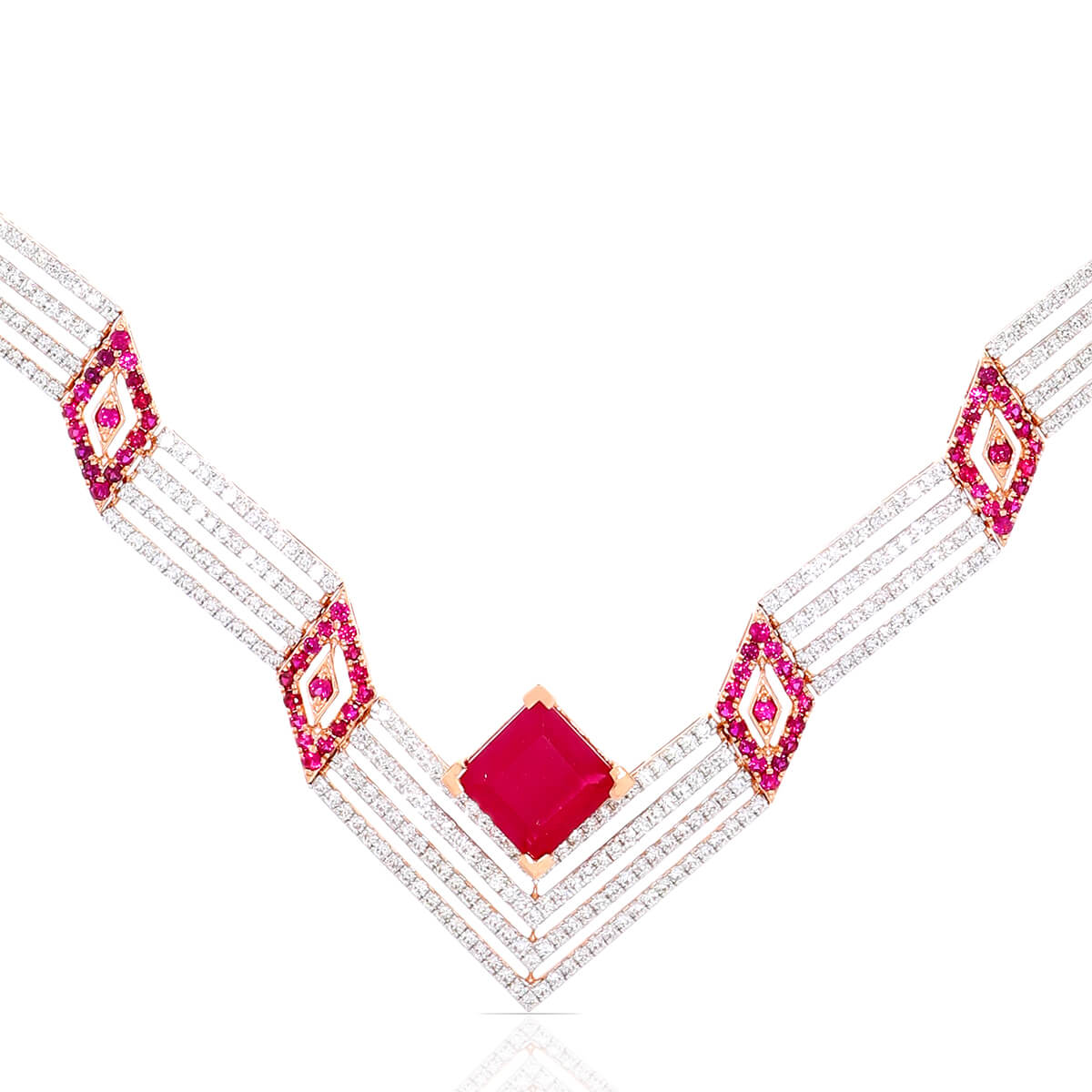 Crimson Elegance Diamond Short Necklace