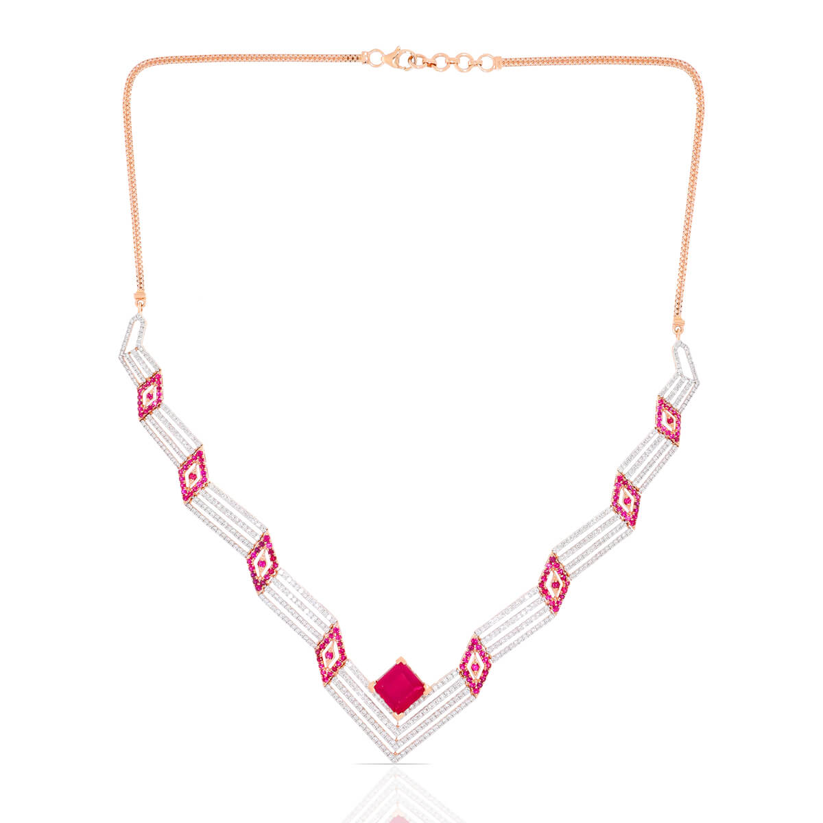 Crimson Elegance Diamond Short Necklace