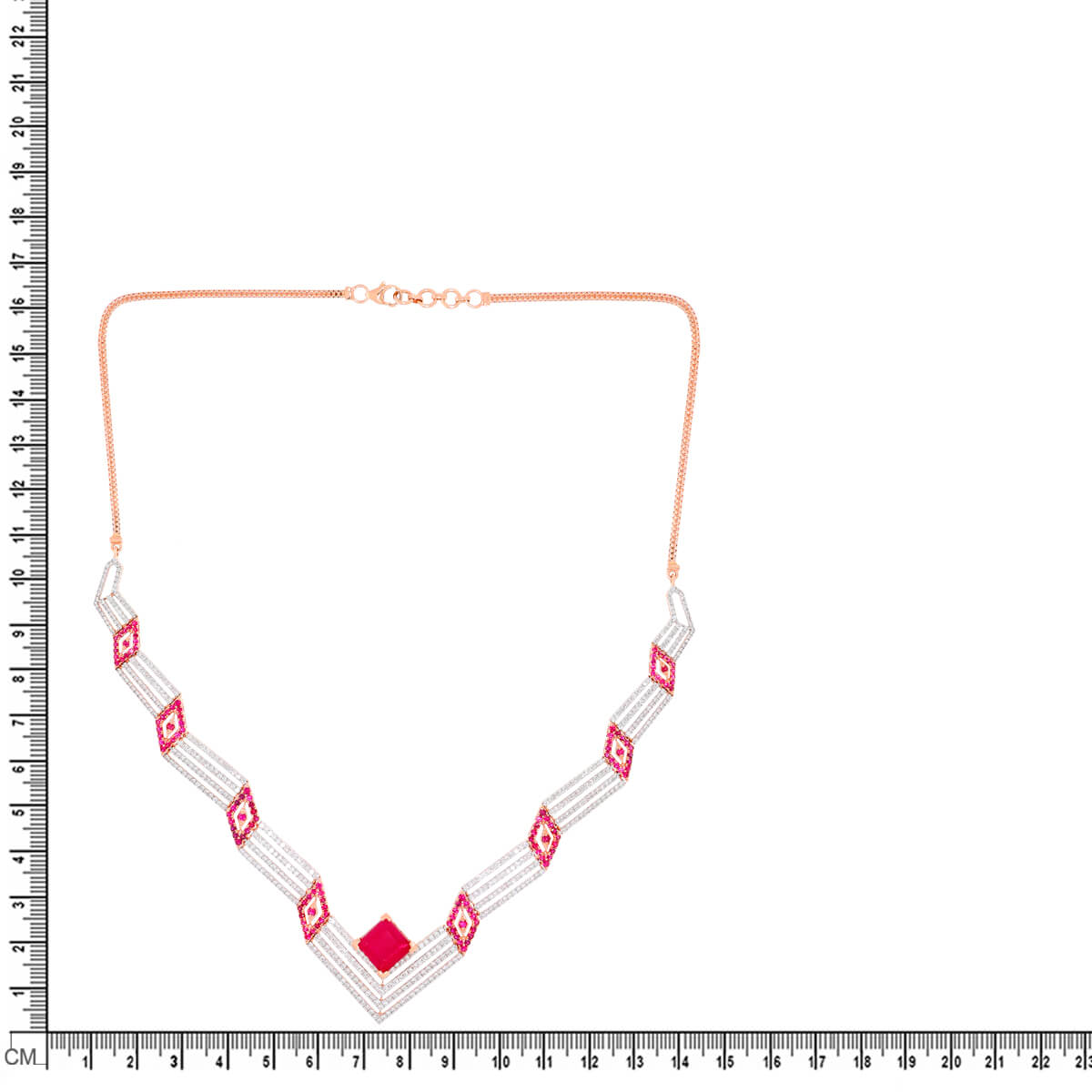 Crimson Elegance Diamond Short Necklace