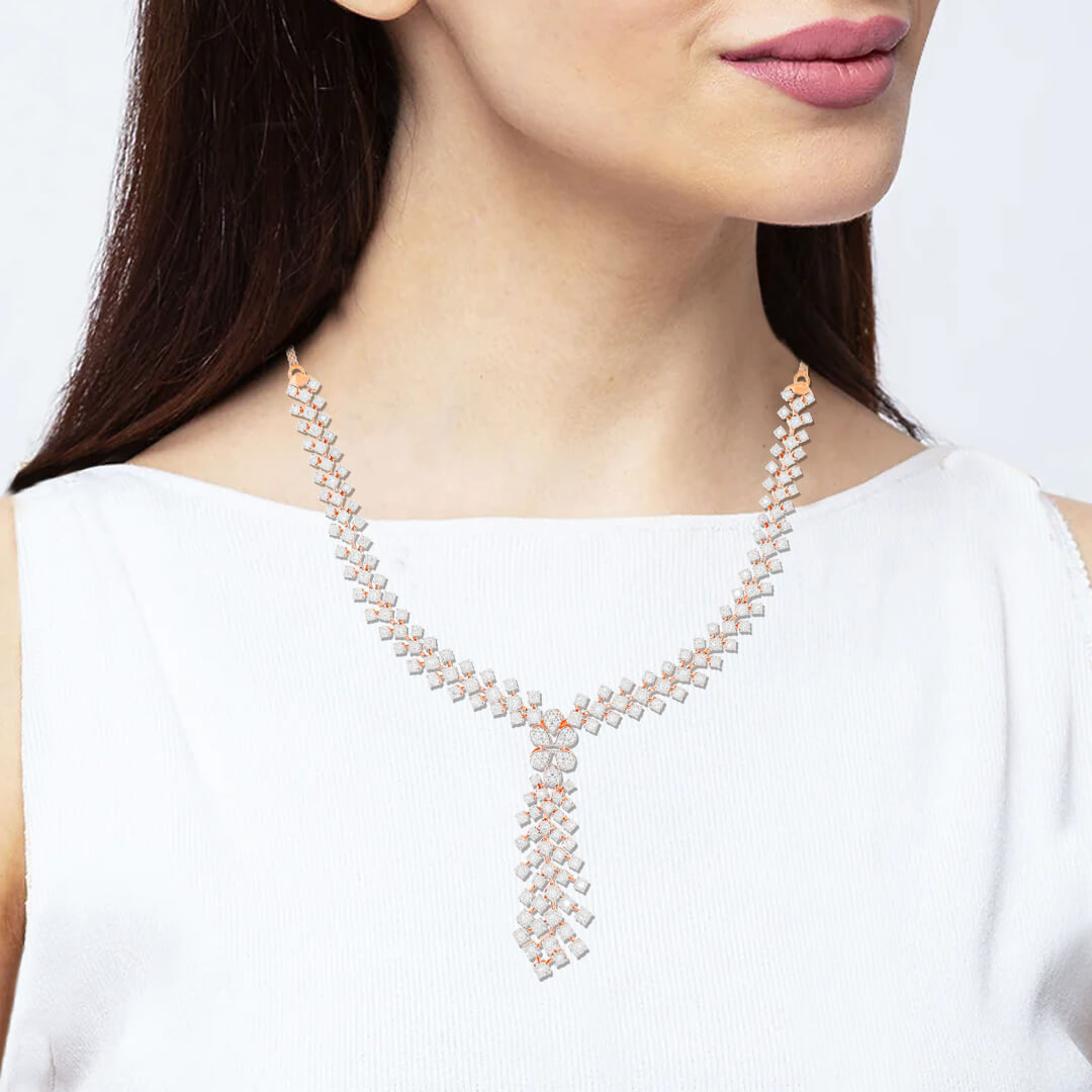 Foliole Shimmer Diamond Short Necklace