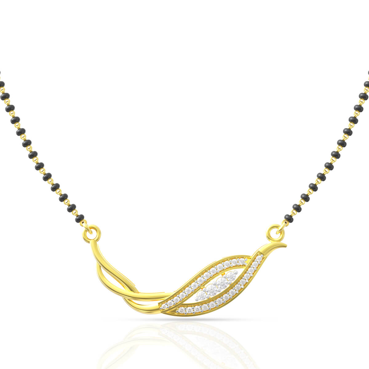 Elegant Golden Twirl Diamond Tanmaniya Pendant
